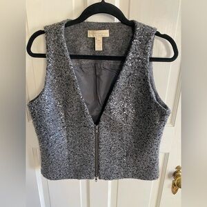 Territory Ahead Wool Sequin Vest Charcoal Textured Zip L